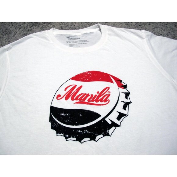 Manila Soda Bottle Cap Coca-Cola Coke white t-shirt sz XXL Made in Philippines - Picture 1 of 5